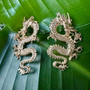 Gold Filled Dragon Statement Earrings